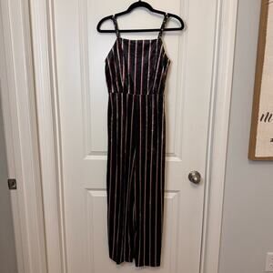 Sadie & Sage Black Jumpsuit with Timeless Stripes NWOT